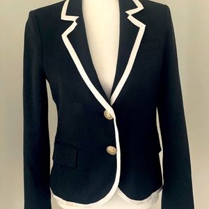 Reese + Riley blazer with grosgrain trim and brass buttons